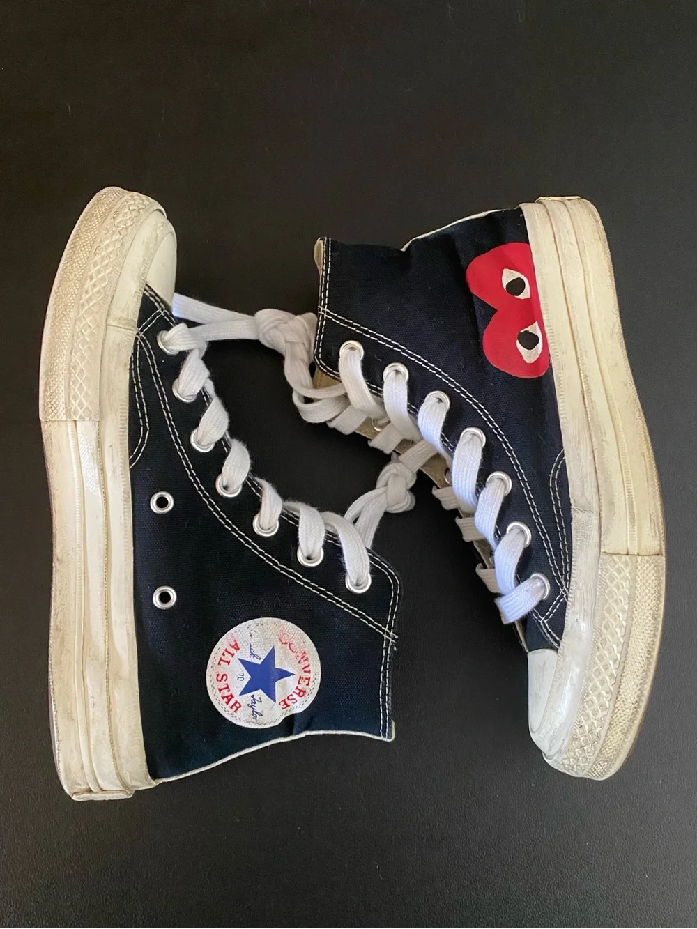 Comme des Garçons Converse Black Hi Top Sneakers Women’s 6.5 All Stars PLAY